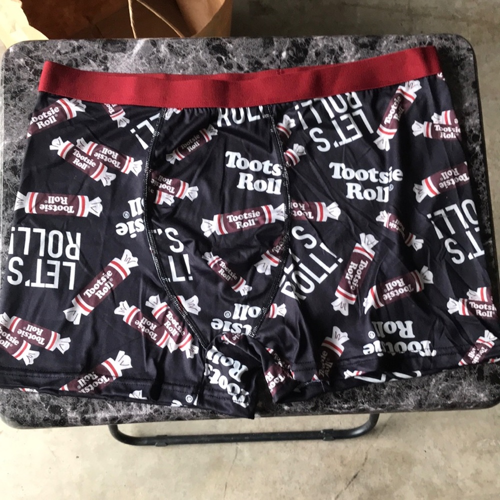 Tootsie Roll Men's Black Boxer Briefs with Red Waistband